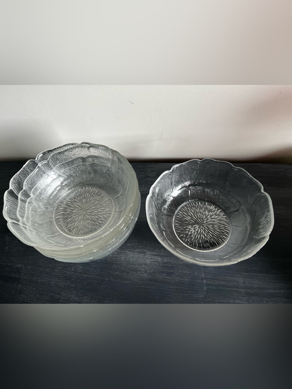 Set Of 5 Vintage Arcoroc France Glass Bowls “Fleur”
